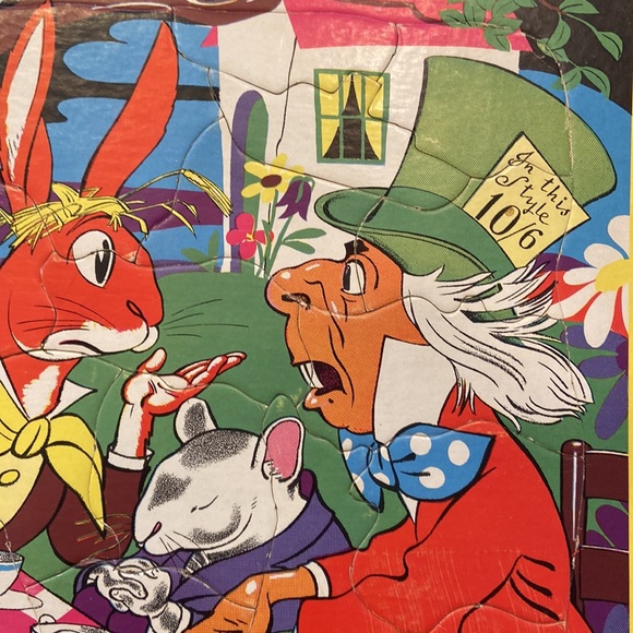 🐇Vintage 1958 Alice in Wonderland inlaid puzzle by Playtime House - Picture 7 of 10